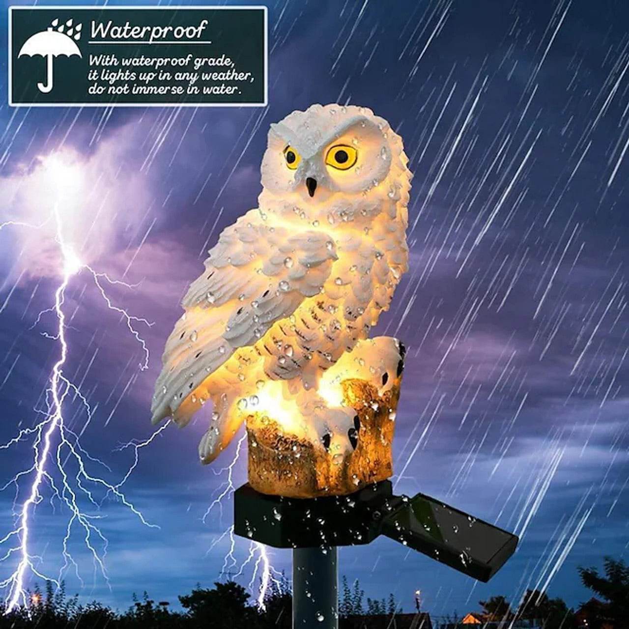 Owl Shape Light LED Solar Garden Light (White) - DMC Wholesale