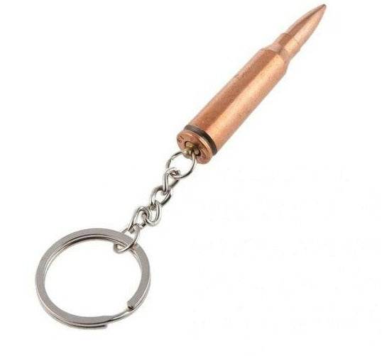 Long Rifle Bronze Gun Bullet Keyring - DMC Wholesale