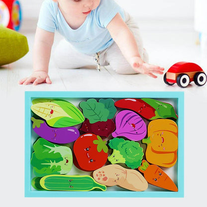 Wooden Montessori Learning Sorting Jigsaw Veggie Puzzle - DMC Wholesale