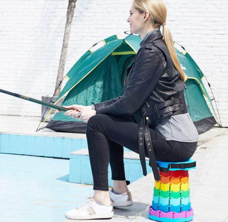 Rainbow Retractable Telescopic Portable Camping Seat - DMC Wholesale