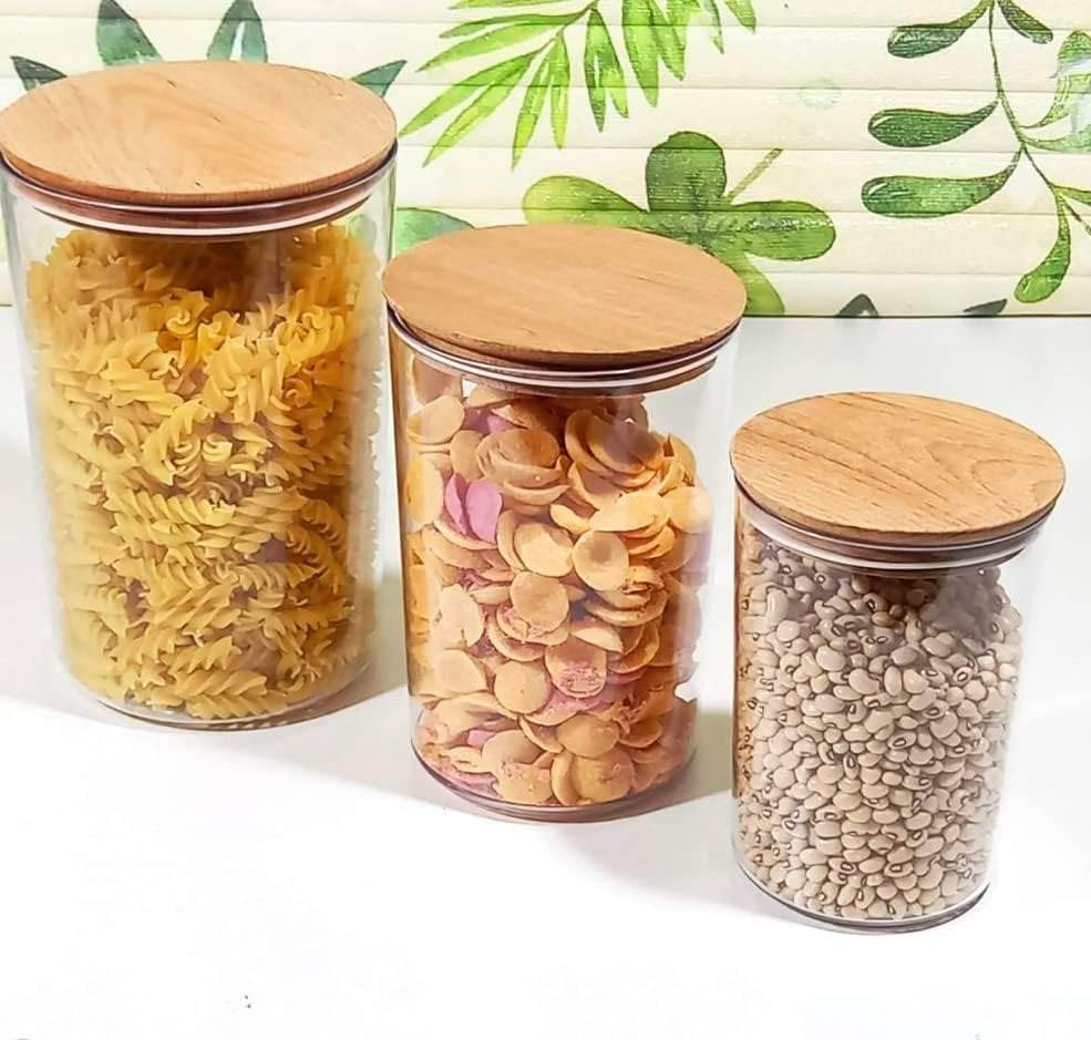Round Glass Cylinder With Bamboo Lid (10x8cm)(Each) - DMC Wholesale