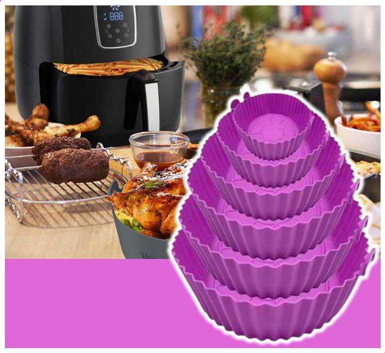 Silicone Air Fryer Liners (6 pcs)(Grey) - DMC Wholesale