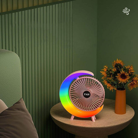 Colorful Running Lights Desktop Fan - DMC Wholesale