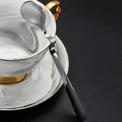 Curved Coffee Spoon Set (6 pcs)(14cm)(Black) - DMC Wholesale