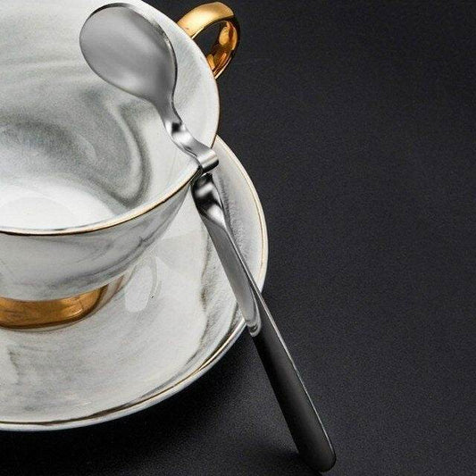 Curved Coffee Spoon Set (6 pcs)(14cm)(Black) - DMC Wholesale