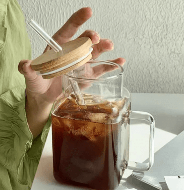 Travel Mason Jar Glass Tumbler With Straw And Lid (550ml)(Each) - DMC Wholesale