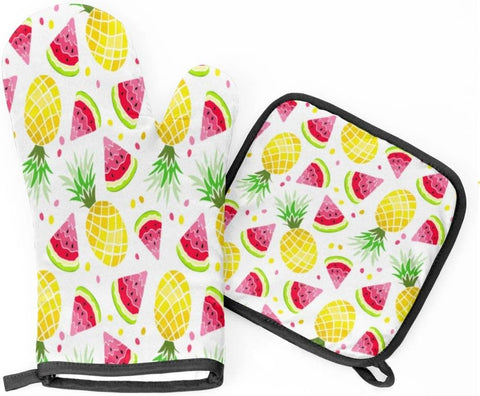 Fruit Print Oven Mitt And Potholder Set (2 pcs) - Alt View