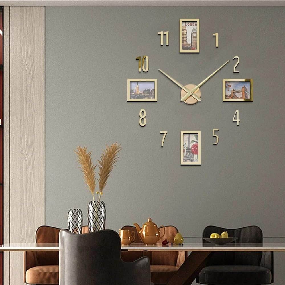 DIY Modern Photo 3D Wall Clock (Gold)(60-70cm) - DMC Wholesale