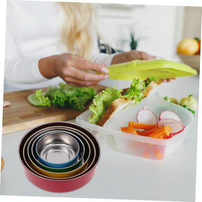 Enamel-Plated Stainless Steel Food Container Set (5 pcs)