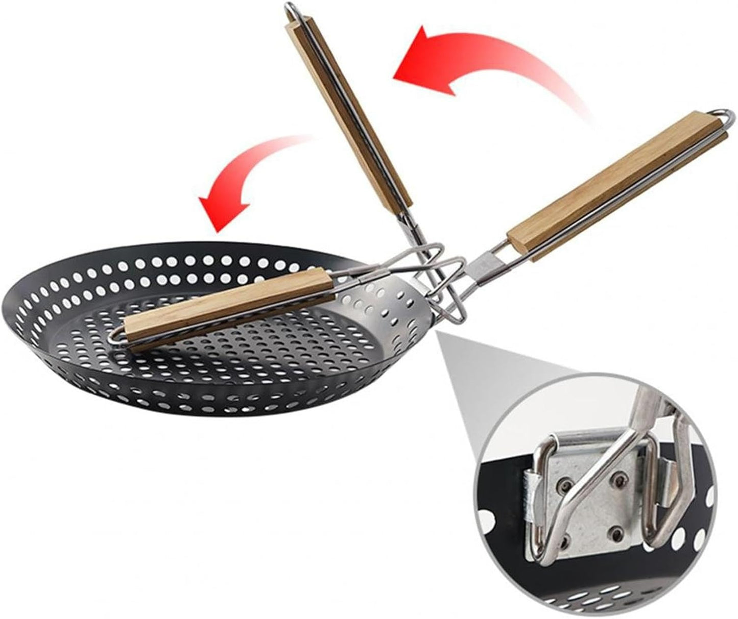 Grilling Skillet With Foldable Handle And Holes (30cm)