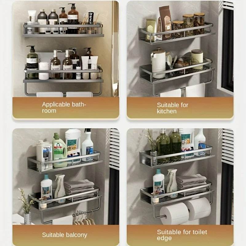 Towel Rod Wall Mounted Storage Rack (60cm) - DMC Wholesale