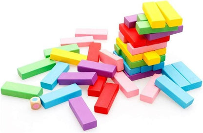 Wooden Stacking Tumbling Tower Blocks (Colourful) - DMC Wholesale