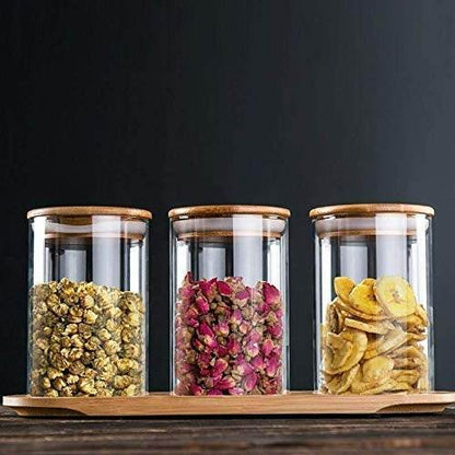 Round Glass Cylinder With Bamboo Lid (10x8cm)(Each) - DMC Wholesale