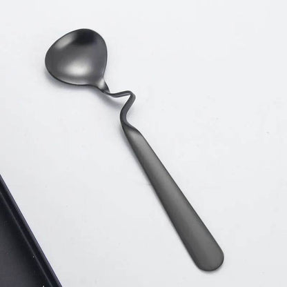 Curved Coffee Spoon Set (6 pcs)(14cm)(Black) - DMC Wholesale