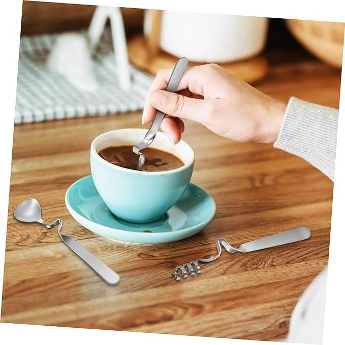 Curved Coffee Spoon Set (6 pcs)(14cm)(Silver) - DMC Wholesale