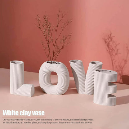 Ceramic Modern Minimalist Design Decorative Love Letter Vases Set (4 pcs)(15.5cm)