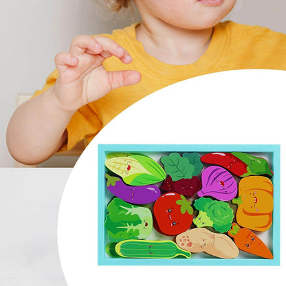 Wooden Montessori Learning Sorting Jigsaw Veggie Puzzle - DMC Wholesale