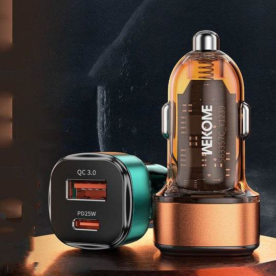 Transparent USB and C-Type Car Fast Charger - DMC Wholesale