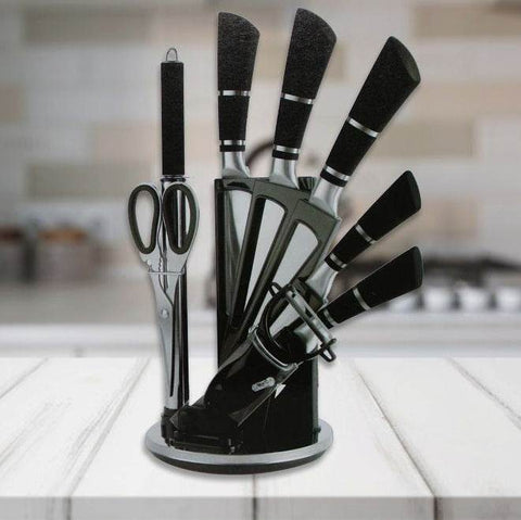 Delicate Touch Knife Set With Rotating Stand (9 pcs)
