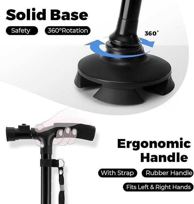 Folding Walking Cane With Adjustable LED Light - DMC Wholesale