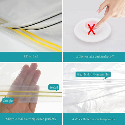 Double Seal Zipper Bag Set With Pump (10 pcs) - DMC Wholesale