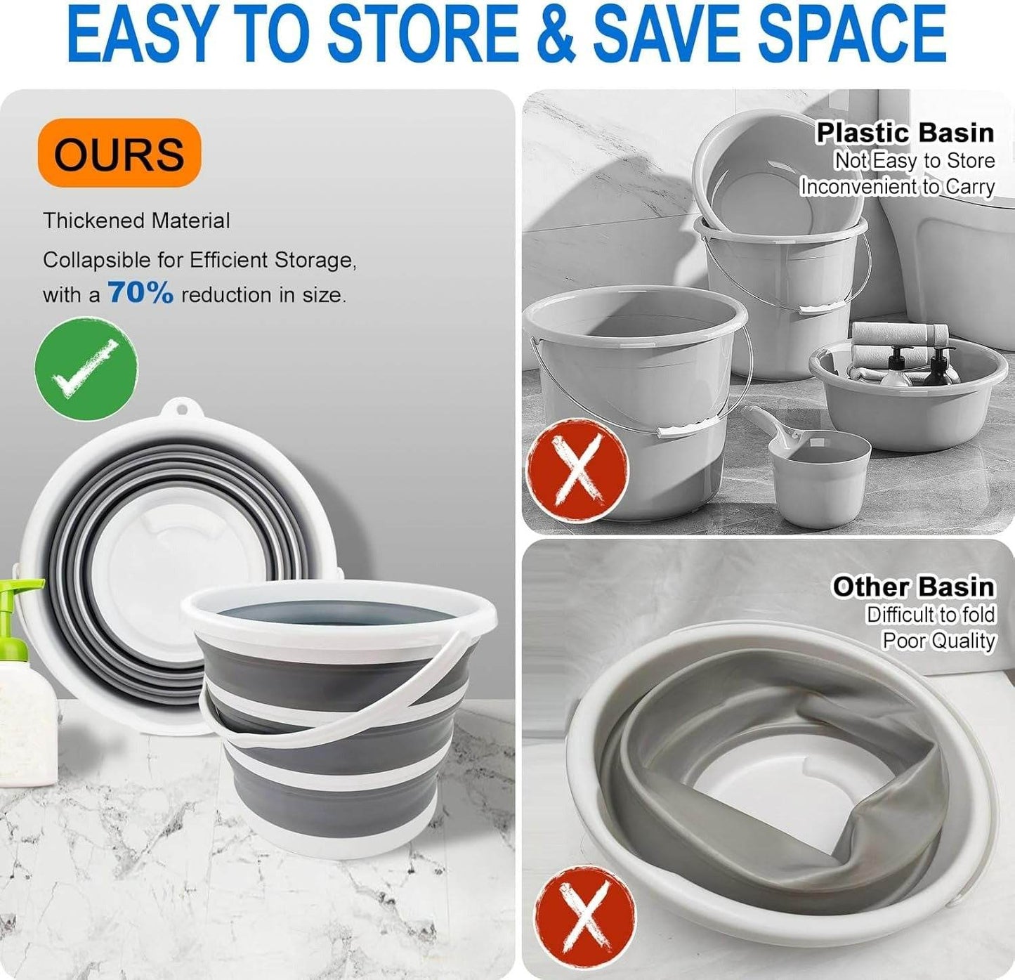 Collapsible Bucket With Handle (10L) - DMC Wholesale