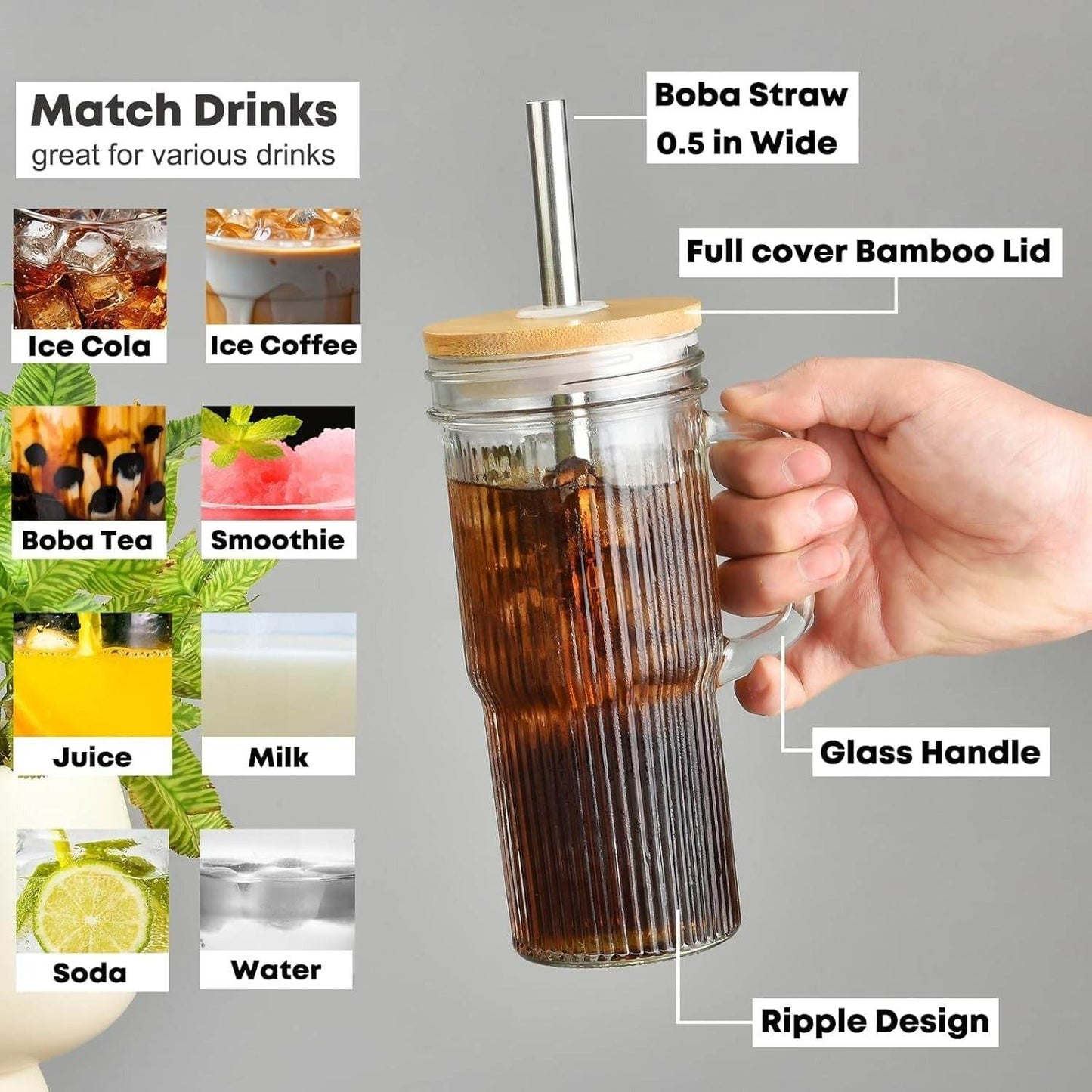 Ribbed Glass Tumbler (720ml)(Each) - DMC Wholesale