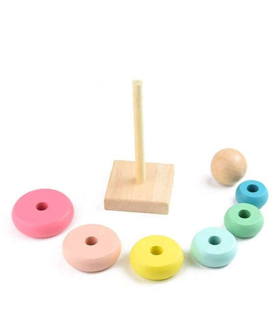 Colourful Wooden Stacking Tower (Small) - Alt View