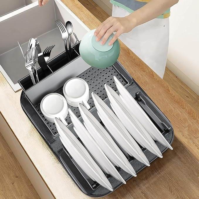 Collapsible Dish Drying Rack with Mat - DMC Wholesale