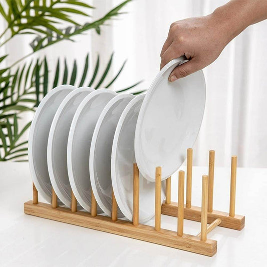 Wooden Plate Rack (8 Slots) - DMC Wholesale