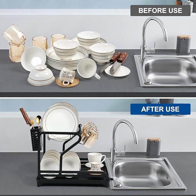 Dish Drying Rack for Kitchen Counter (2 tier) - DMC Wholesale