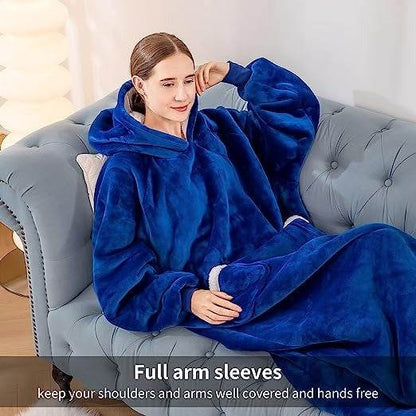 Longer Fleece Huggle Hoodie (Navy) - DMC Wholesale