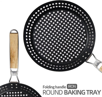Grilling Skillet With Foldable Handle And Holes (30cm)