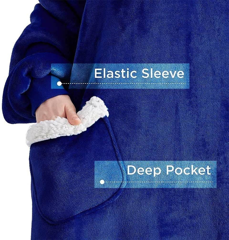 Longer Fleece Huggle Hoodie (Navy) - DMC Wholesale