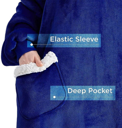 Longer Fleece Huggle Hoodie (Navy) - DMC Wholesale