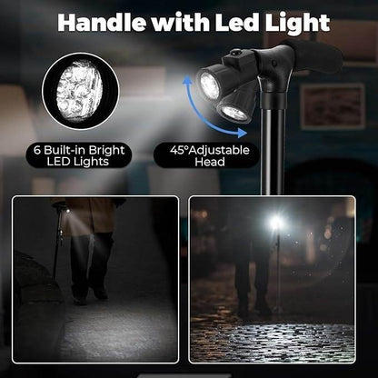 Folding Walking Cane With Adjustable LED Light - DMC Wholesale