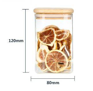 Round Glass Cylinder With Bamboo Lid (12x8cm)(Each) - DMC Wholesale