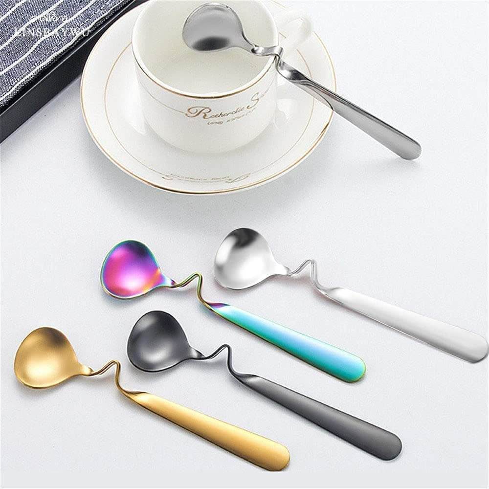 Curved Coffee Spoon Set (6 pcs)(14cm)(Gold) - DMC Wholesale