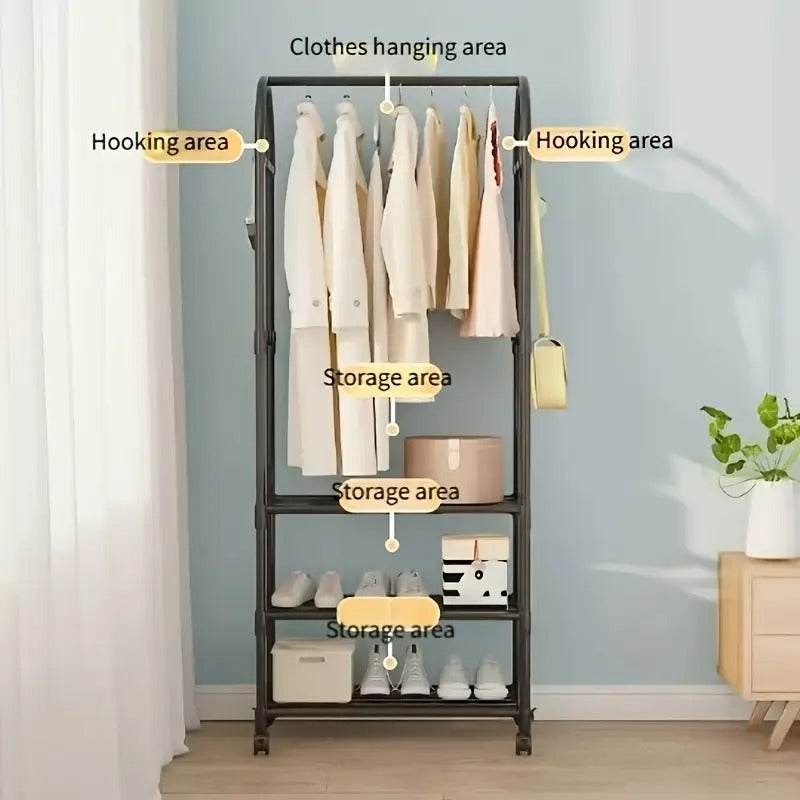 Modern Garment Organiser Rack with Wheels - DMC Wholesale