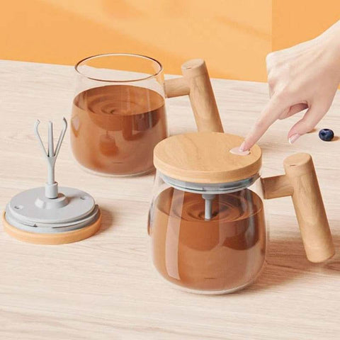 Portable Electric Stirring Glass Coffee Cup (400ml) - Alt View