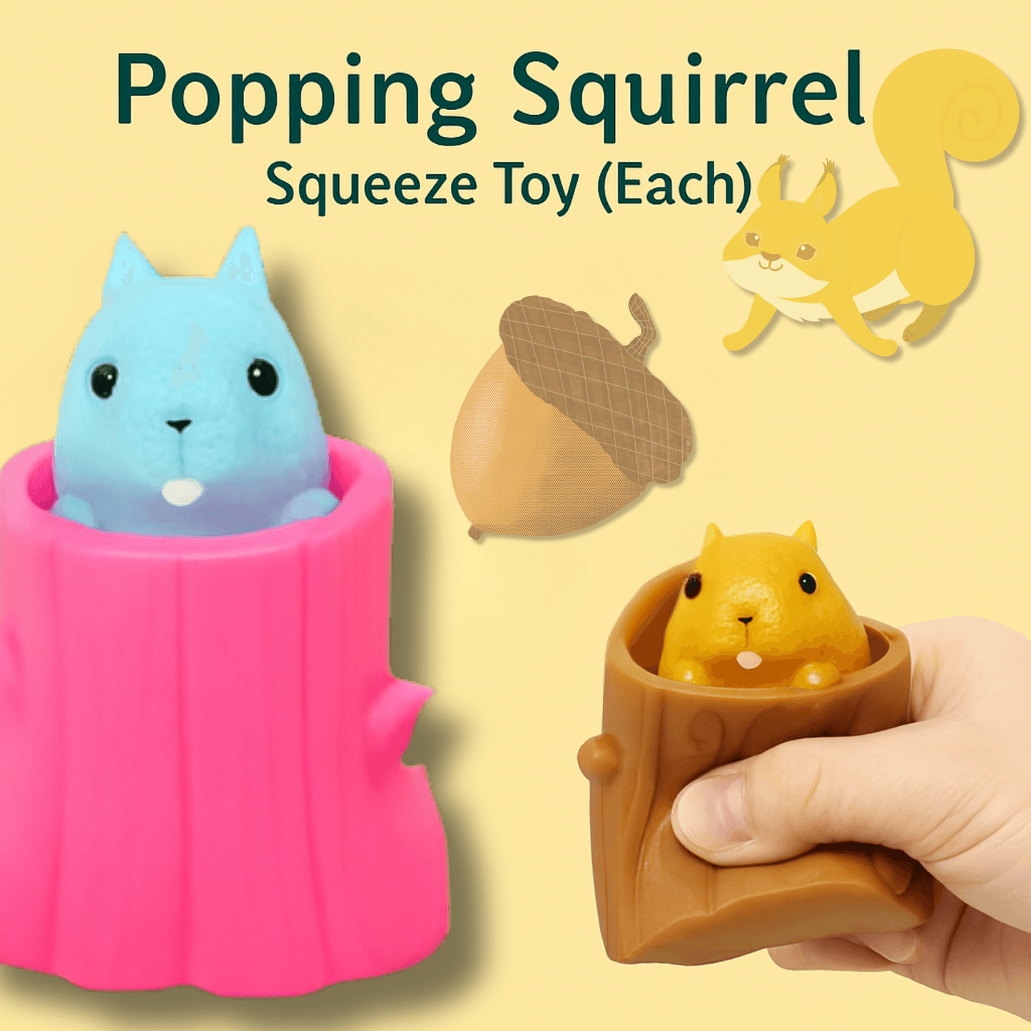 Popping up Squirrel Squeeze Toy (Each) - DMC Wholesale