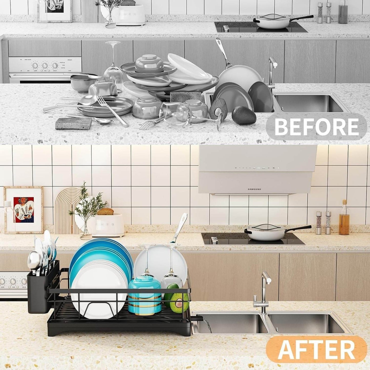 Dish Drying Rack With Drainage Spout - DMC Wholesale