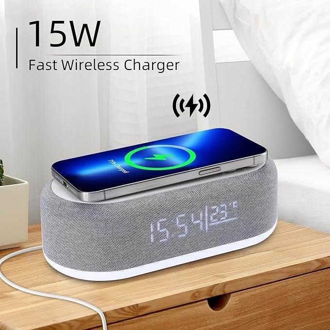 Multifunctional Wireless Charging Digital Clock - DMC Wholesale