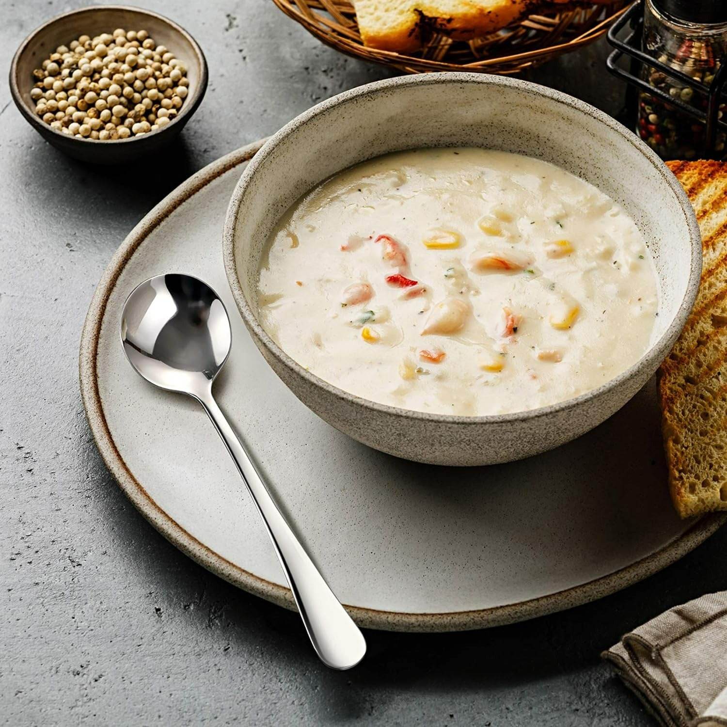 Stainless Steel Soup Spoon Set (6 pcs) - DMC Wholesale