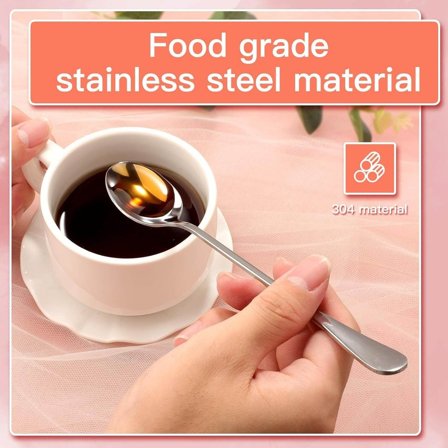 Stainless Steel Long Handle Ice Cream Spoon Set (6 pcs) - DMC Wholesale