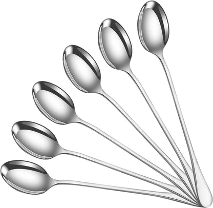 Stainless Steel Long Handle Ice Cream Spoon Set (6 pcs) - DMC Wholesale