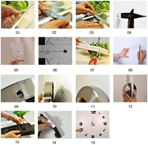 DIY Modern Photo 3D Wall Clock (Silver)(80-90cm) - Alt View