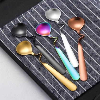 Curved Coffee Spoon Set (6 pcs)(14cm)(Gold) - DMC Wholesale