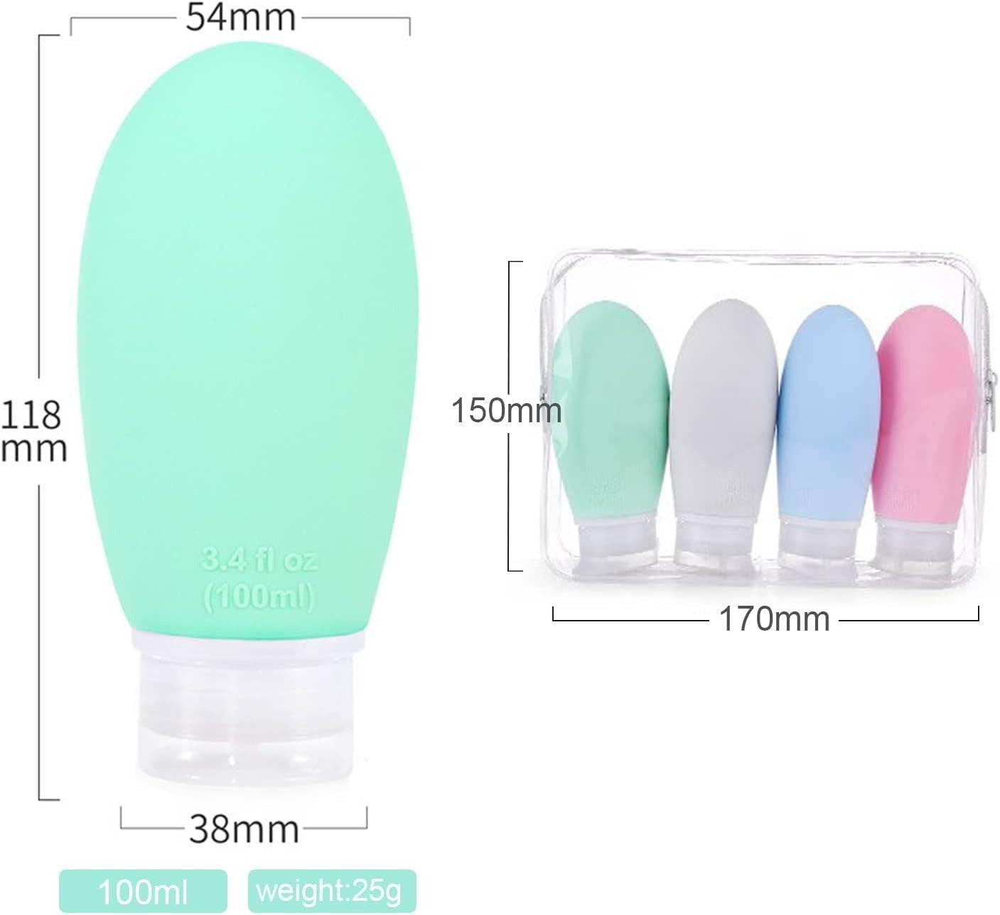 Silicone Travel Bottle Set (4 pcs)(90ml) - DMC Wholesale