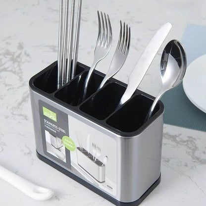 Stainless Steel Cutlery Storage Holder (4 Compartment) - DMC Wholesale
